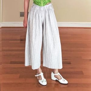 Zara pleated cotton wide leg pants